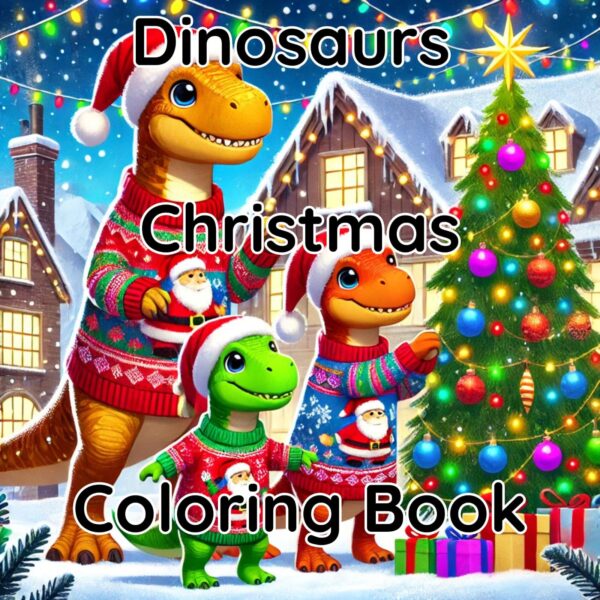 Dinosaurs Christmas coloring book